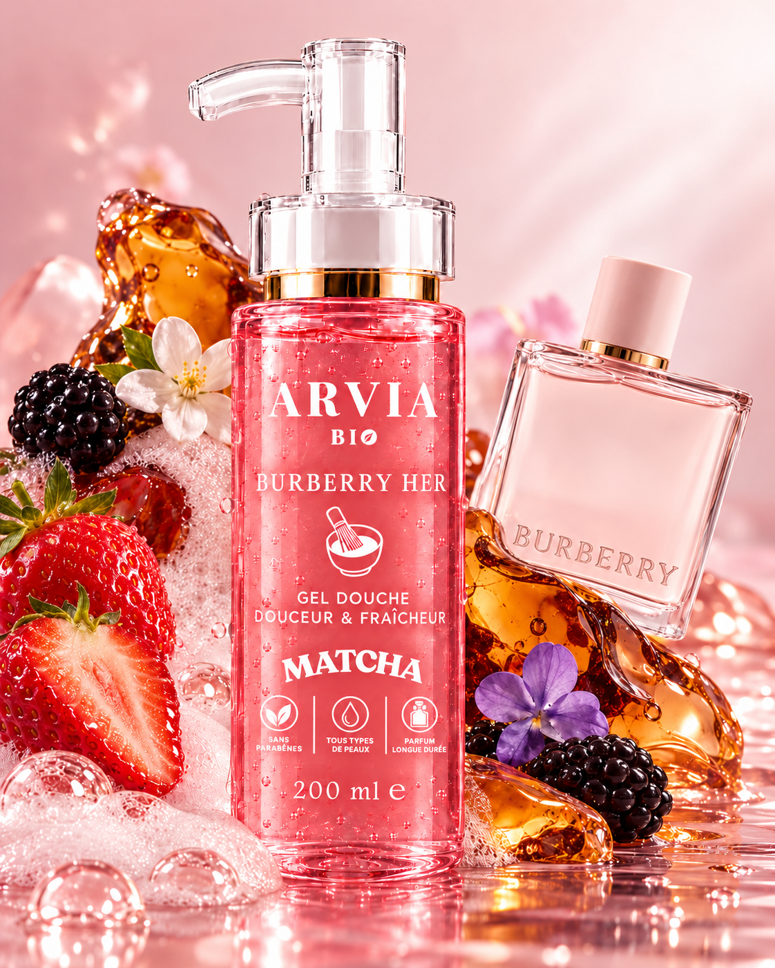 ARVIA Gel Douche au Matcha – Inspiration Burberry Her