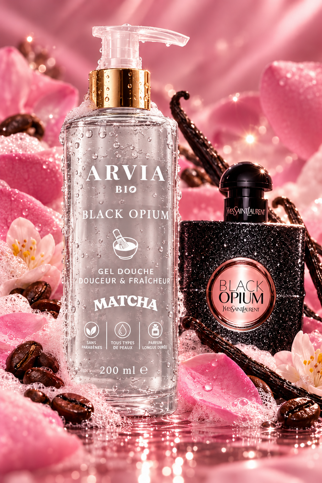 ARVIA Gel Douche au Matcha – Inspiration Black Opium
